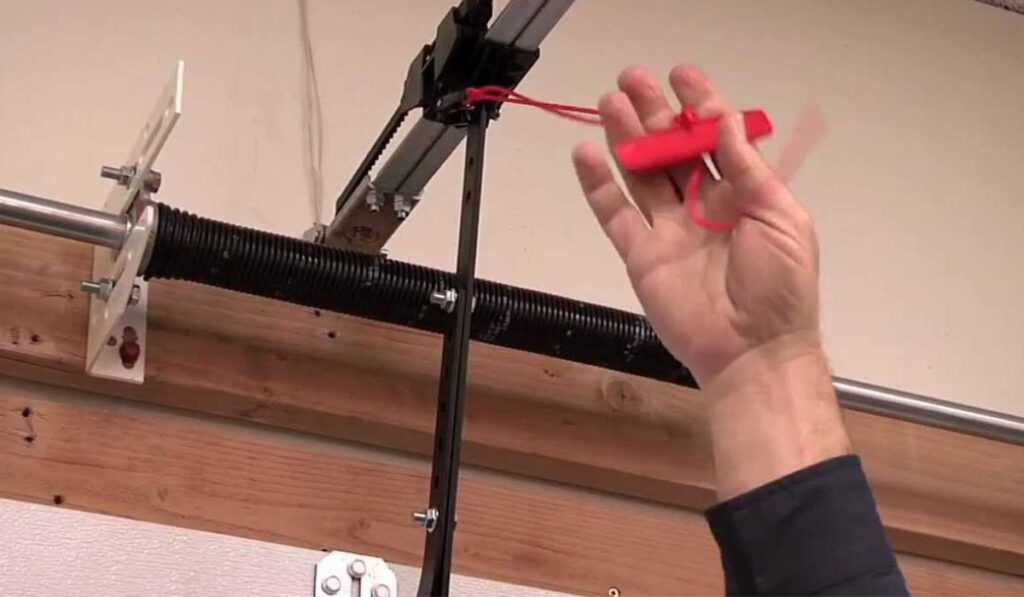 garage door emergency release red cord handle
